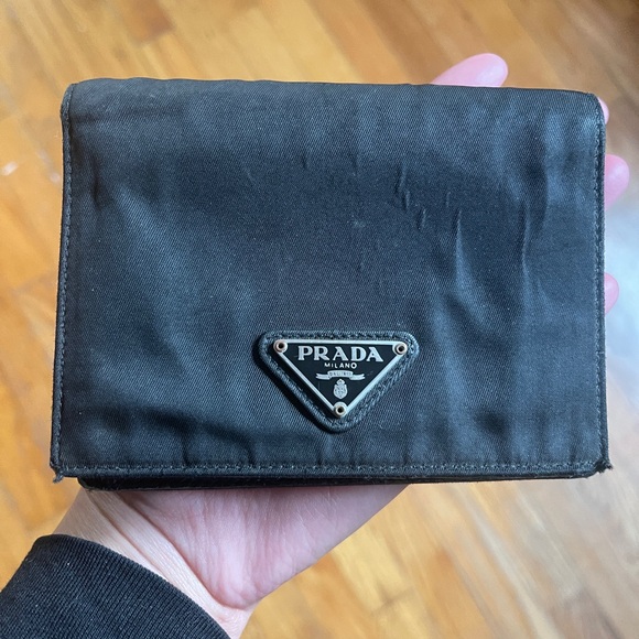 Sold!   ❌ Prada nylon wallet black bifold authentic leather - Picture 3 of 16